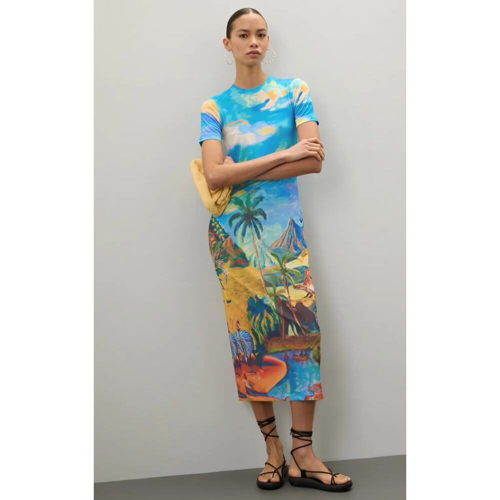 Stella Jean Beach Print Midi Dress Size 42